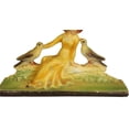 thumbnail image 4 of Colorful Antique Art Deco Chalkware Sculpture of Lady with Birds & Pair of Vases, 4 of 4