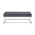 thumbnail image 3 of Inspired Home Maximo Table Basse 2 Tiroirs Pieds en Acrylique Haute Brillance Base en Acier Inoxydable Chromé Design Moderne, Gris Foncé/chrome, 3 of 9