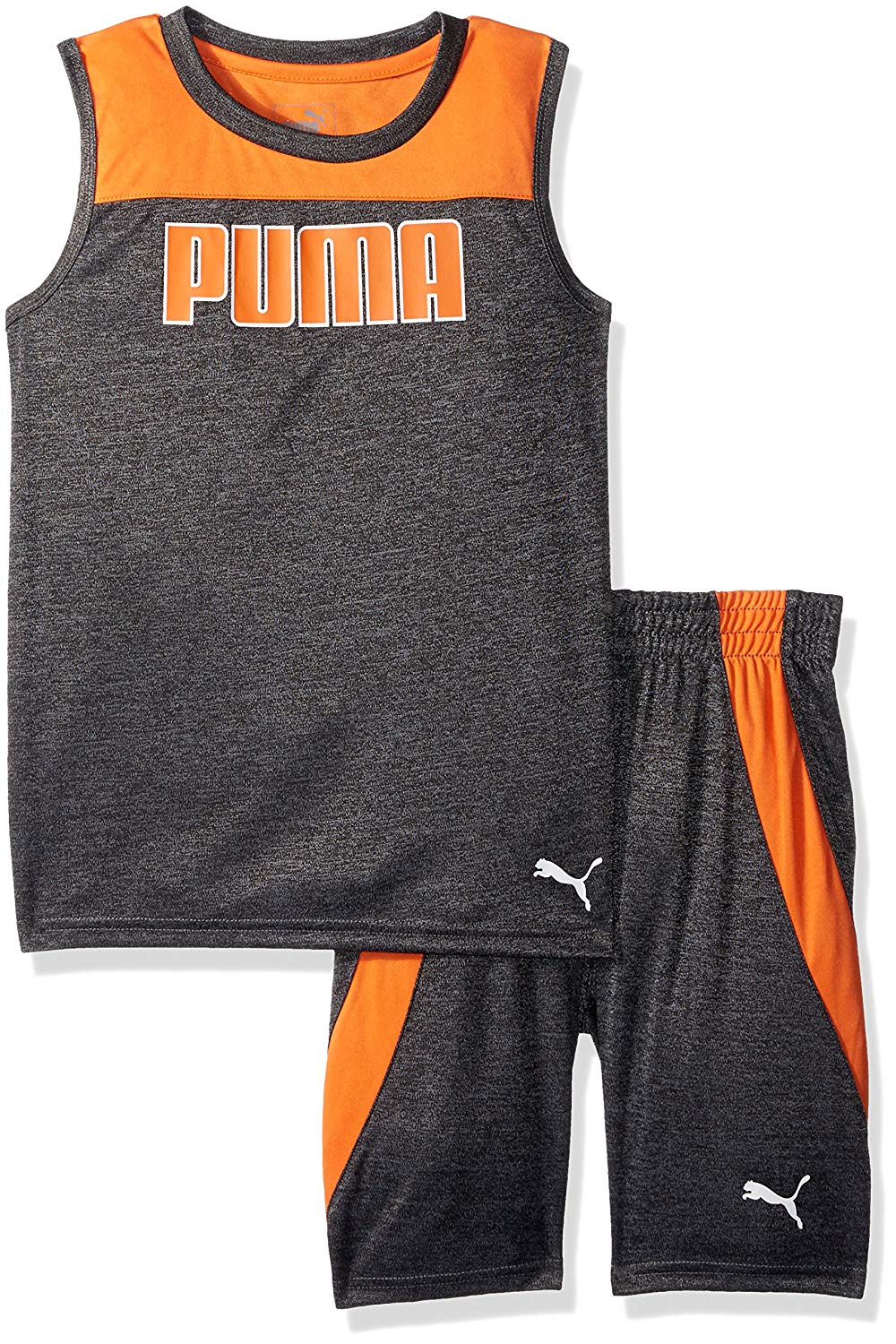 PUMA Toddler Boys' 2 Piece Muscle Top & Short Set, Charcoal Heather, 2T