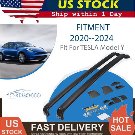 KESSOCCO 2PCS Roof Rack Cross Bars for 2020-2023 Tesla Model Y Heavy-Duty Aluminum, Aerodynamic Design, Easy Install