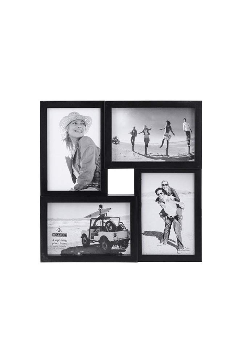Malden 4x6 4-Opening Matted Collage Picture Frame Displays Four Black 