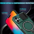 thumbnail image 2 of Case for iPhone 16 Plus, with Sliding Camera Cover & Ring Kickstand, Military Grade Drop Protective Hybrid Shockproof Anti-fall Phone Case Cover for iPhone 16 Plus, Darkgreen, 2 of 10