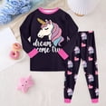 thumbnail image 2 of 5-6 Years Girls Long Sleeve Pajama Set Baby Boy Girl Clothes Long Sleeve Romper Long Pants Set Infant 2Pcs Fall Winter Outfit,Hot Pink, 2 of 8