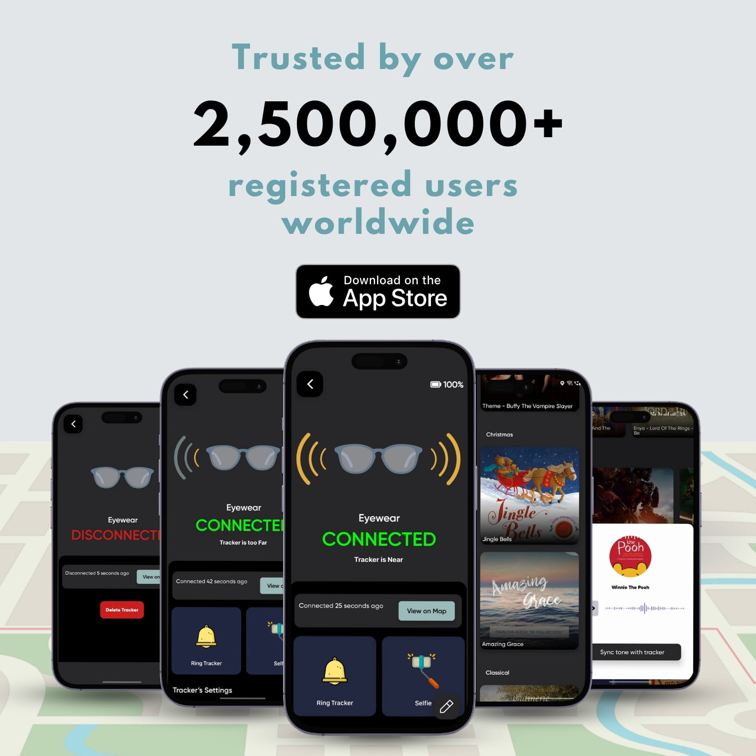 Glasses Tracker For Apple iOS| Apple Find My Alternate| Locate Spectacles, Find Eyewear, Never lose Sunshades| Light Weight, Small Size, Fit All Specs Size| Battery, Charger and  Accessory Included