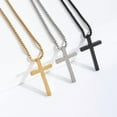 thumbnail image 2 of NWOKYZGH 1Pc Cross Necklace for Men, Silver Black Gold Cross Chain Necklace, Stainless Steel Cross Pendant Jewelry Gifts for Men, 2 of 2