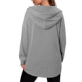 thumbnail image 5 of hotojiny Womens Oversized Sweatshirts Lightweight Drawstring Hooded Pullover Fall Long Sleeve Quarter Zip Tops Fall Spring Clothes, 5 of 6