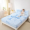 thumbnail image 3 of Erosebridal Letter P Initial Queen Sheet Sets For Kids Girls,Blue Geometric Grid Print Bed Set 4 Pieces, 3 of 6