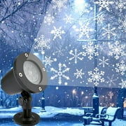 HQZY Christmas Snowflake Projector Lights, Snowfall Indoor&Outdoor Lights for Christmas Halloween Party Home Garden Decoration-White-US Plug