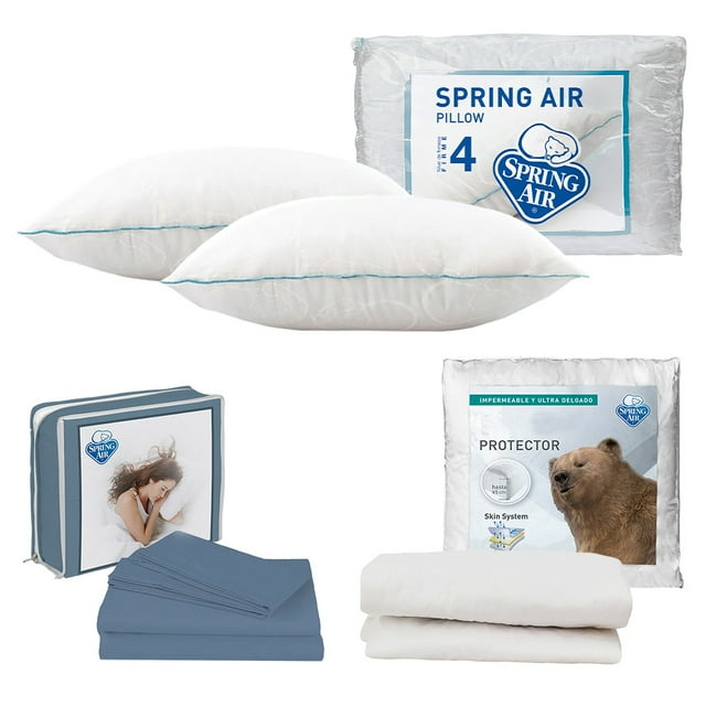 Juego de Sábanas Matrimonial Azul Acero + Protector de Colchón + 2 Almohadas