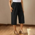 thumbnail image 7 of BILIKEYU Cotton Linen Pants for Women 2025 Wide Leg Cropped Trousers Drawstring Elastic Waist Summer Beach Pant Outfits,Sleeveless Rompers for Women, 7 of 7