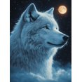 thumbnail image 1 of Qisvanset Framed Canvas Wall Art, 12x16 Inch Moon Cloud White Wolf Wildlife Portrait Art, 1 of 5