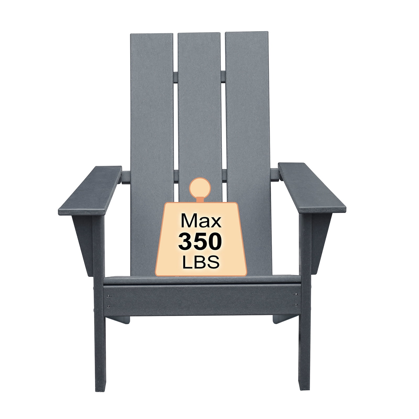 JP Outdoor Modern Adirondack Chair, Outdoor Oversize Plastic Fire Pit Chair,Gray
