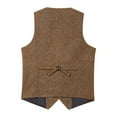 thumbnail image 6 of ZCFZJW Men's Vests Herringbone Tweed Vest Casual V-Neck Waistcoat For Men Retro Men's Wedding Vests Travel Workwear Vest Brown L, 6 of 7