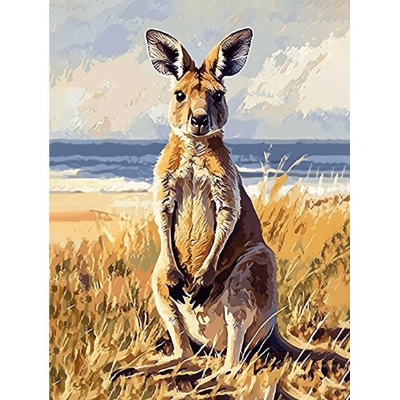 Beach Kangaroo Canvas Wall Art, Perfect for Living Room, Bedroom, Office, Bathroom, and Kitchen Decoration.