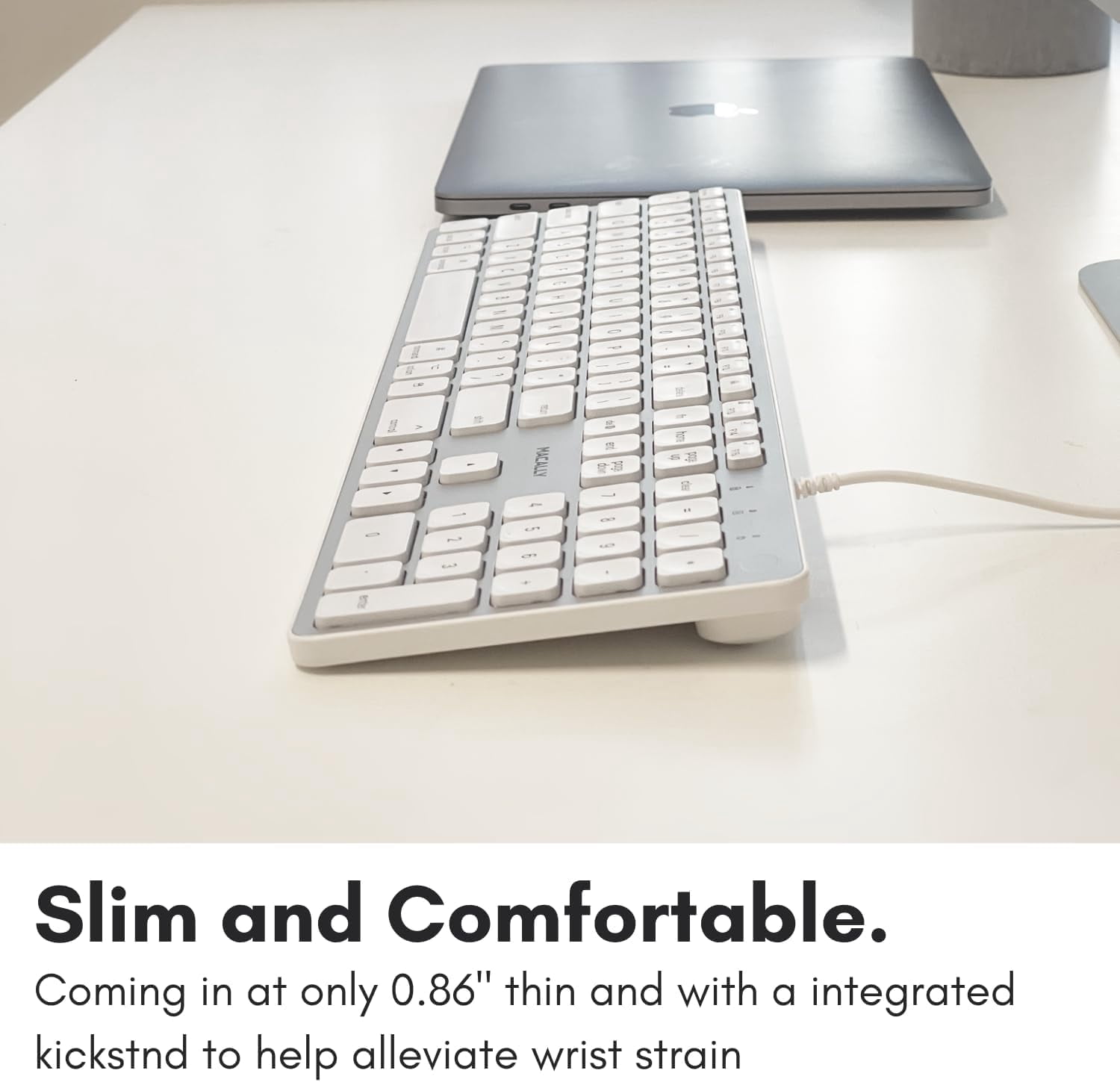 Macally Backlit Wired Keyboard for Mac | Compatible Apple Keyboard with Numeric Keypad | Comfortable All Day Typing, Compatible on Macbook Pro / Air, iMac, Mac Mini / Pro - Silver