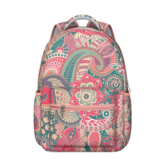 Sac à Dos Boho Paisley Vibrant pour Étudiants, Sac d'École Léger avec Motif Floral Rétro et Design Ethnique Artistique