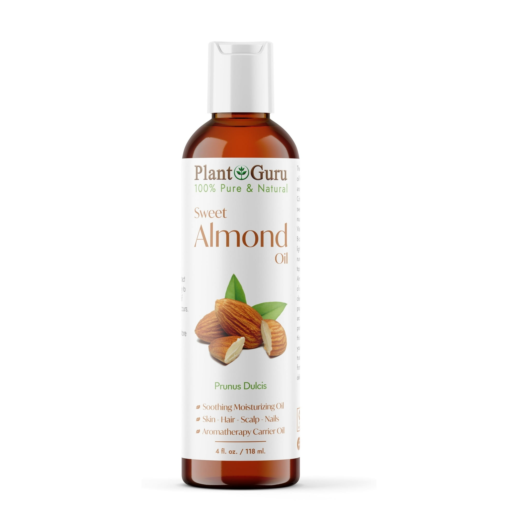 Sweet Almond Oil 4 oz Cold Pressed Carrier 100% Pure Natural For Skin, Body, Face, and Hair Growth Moisturizer. Great For Creams, Lotions, Lip balm and Soap Making