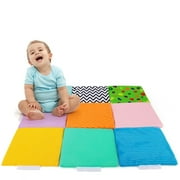 beetoy Sensory Texture Puzzle Mat for Baby, 9 Pcs Sensory Tiles Toys for Autism, Soft Sensory Crawling Mat Set, Sensory Mats Sensory Toys for Autistic