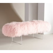 SAFAVIEH Couture Lilliana Solid Sheepskin Modern Bench, Blush