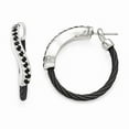 thumbnail image 1 of Two-Tone Titanium Silver Earring Hoop Silver Tone Women'S Black Spinel Round 27 mm, 1 of 3