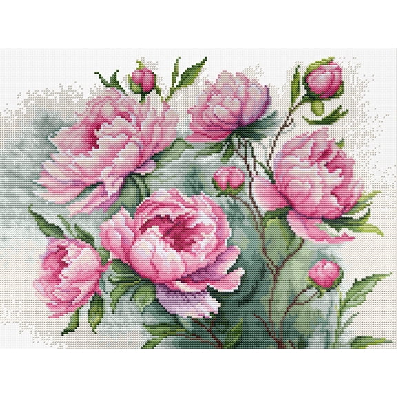 The Charm of Peonies b7019l Counted Cross-Stitch Kit