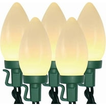 C9 Bulbs Outdoor Lights String Christmas 25 LED Strawberry Xmas Tree Waterproof Decoration Indoor Plug in 14.4 Feet Used for Patio Party Festive Courtyard Home(Warm White)