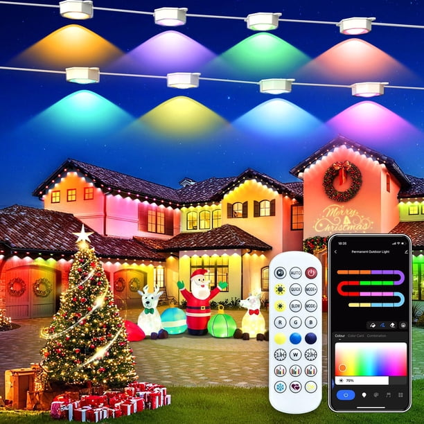 Luces para Exterior MFROO 45 metros con 72 LEDs RGB+IC Impermeables IP67