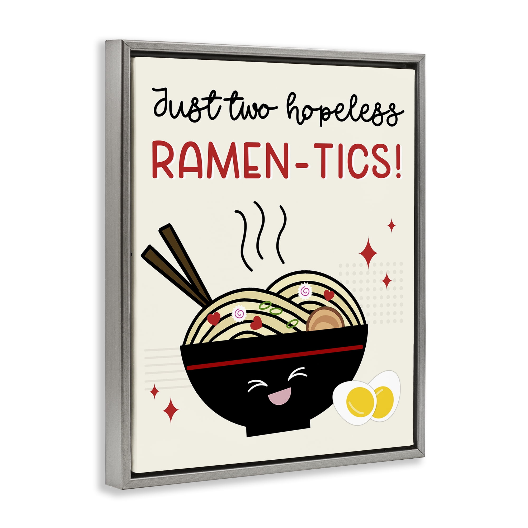 Stupell Industries Two Hopeless Ramen-tics Food & Beverage Painting Gray Floater Framed Canvas Art Print Wall Art, 25 x 31