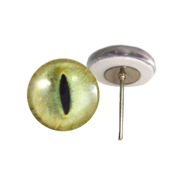 Pale Yellow Cat Glass Eyes on Wire Pin Posts