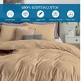 thumbnail image 3 of Taupe Super Queen ( 90" x 98" ) Size 100% Cotton Duvet Set, 800 Thread Count, Stripe Pattern, 1-Piece Comforter Cover with Zipper Closure & 2-Pillow Shams– Hotel Quality, All-Season, 3 of 5