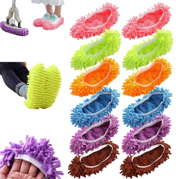 YMWVH 6 Pairs Reusable Washable Mop Shoe Covers, Non-Slip Waterproof Breathable Mopping Slippers, One Size Fits Most for Home Floor Cleaning & Protection