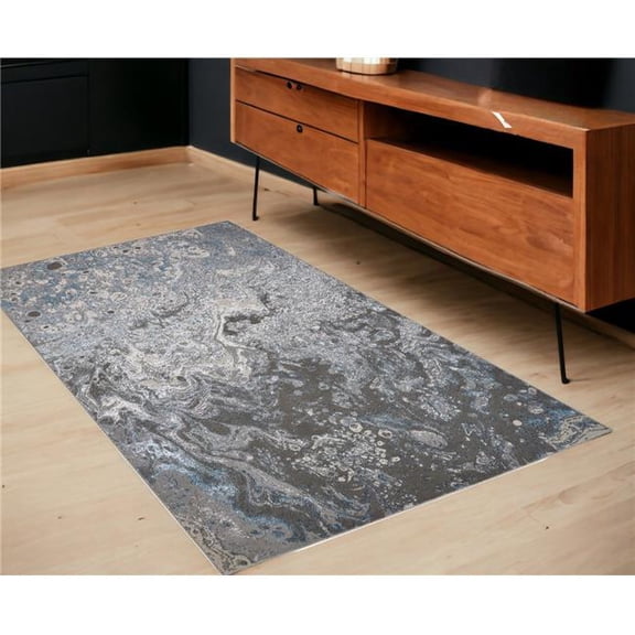 HomeRoots 513026 4 x 6 ft. Blue & Gray Abstract Power Loomed Rectangle Area Rug