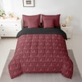 thumbnail image 2 of Feelyou Maroon Mandala Damask Bedding Comforter Set 7pcs, Cartoon Cat King Bedding Sets, 2 of 8