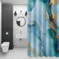 thumbnail image 4 of Modern Water Ripple Shower Curtain for Bathroom Decor, Green Gold Marble Theme Waterproof Fabric Shower Curtain, 60"x72" Set with 12 Hooks, 4 of 9