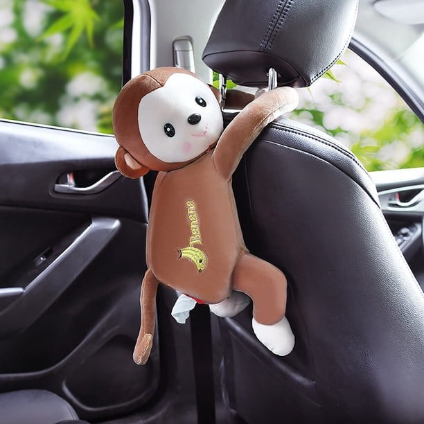 Porta pañuelos de mono para coche, dispensador de pañuelos con forma de mono de peluche, caja de pañuelos creativa con forma de mono, funda de pañuelos de dibujos animados, soporte para servilletas,