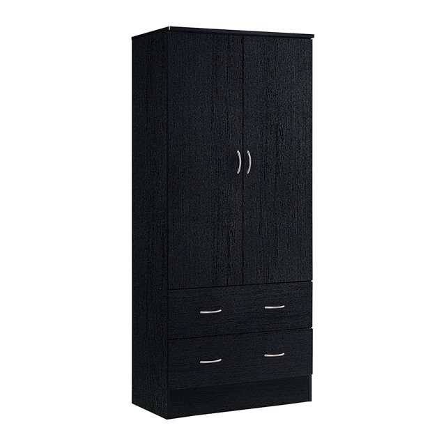 Hodedah 6 Foot 2 Door 2 Drawer Wardrobe Armoire with Hanging Bar, White