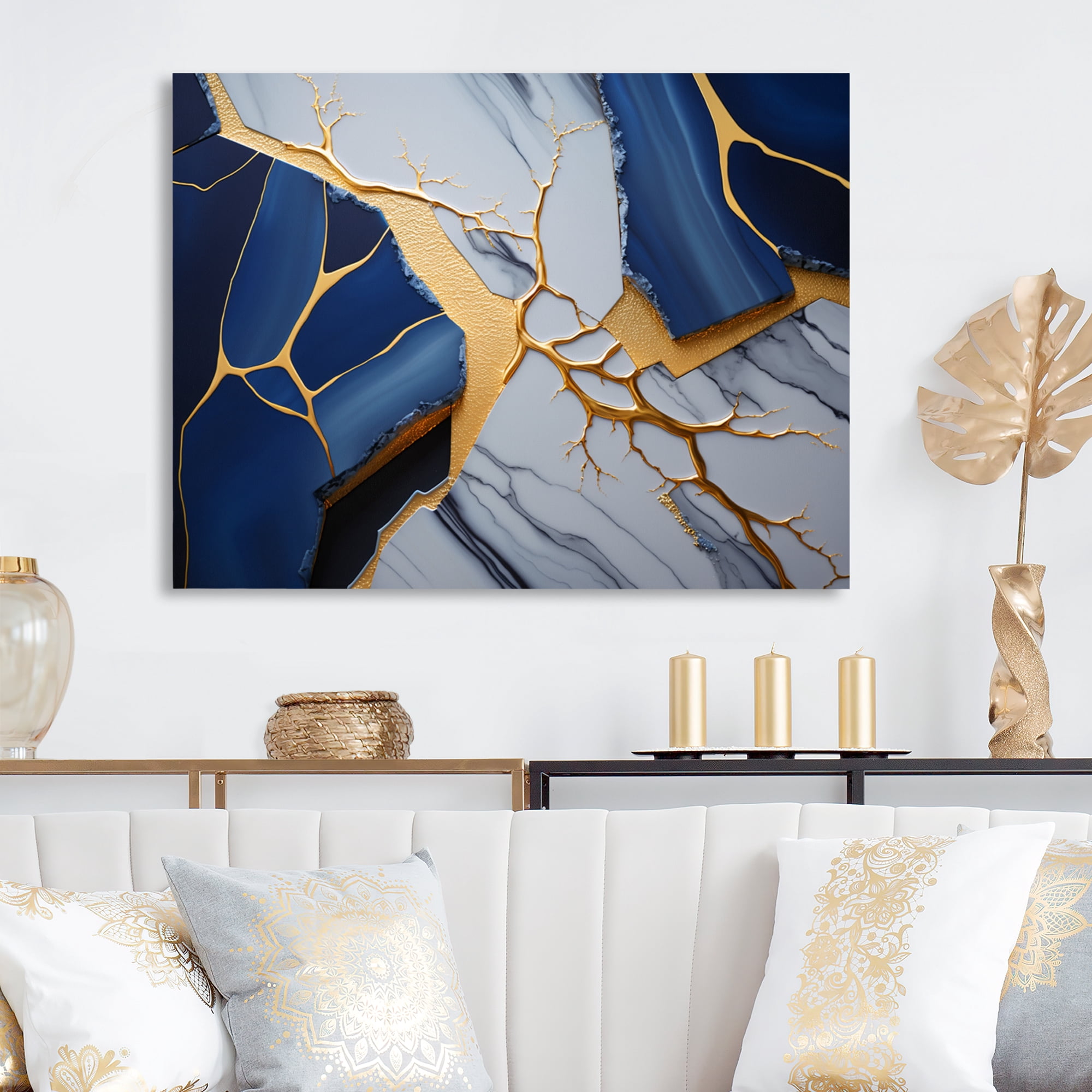 Designart Abstract Geode Blue I Canvas Wall Art