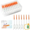 thumbnail image 2 of 160 Pcs Orange Dental Floss Picks and 100 Pcs Professional Toothpicks for Travel - Soft Silicone Braces Brush, Floss Sticks for Teeth, Disposable Interdental Brushes for Cleaning Teeth Health, 2 of 8