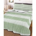 thumbnail image 3 of Quilts Twin Size Bedding Set, Sage Green Striped Lightweight Quilted Comforter, Farmhouse Vintage Stripes Soft Reversible Bedspread Coverlet with Pillow Covers for All Season, 68" x 86", 3 of 7