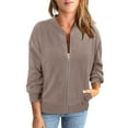 thumbnail image 7 of Enjoytime Women Jacket Solid Color Lightweight Cropped Zipper Coat Fall Winter Fashion Long Sleeve Casual Outerwear Khaki XL, 7 of 7