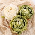thumbnail image 2 of White Roses Artificial Flowers Heads Bulk, Vintage Dried Flowers Artificial Rose Heads Green Fake Rose Wedding Centerpieces for Dining Table Decor Wall Flowers Decorations (White Green), 2 of 5