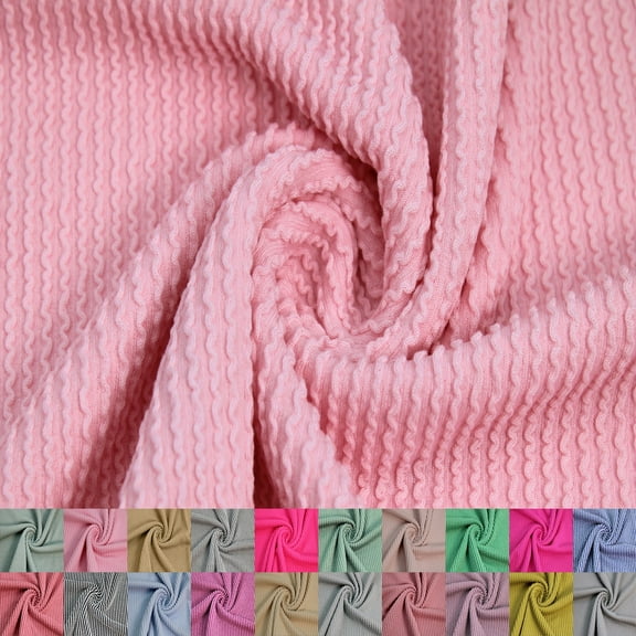 57" Wide Poly Rayon Rib Knit Spandex - Anti Wrinkle,Breathable Fabric by the Yard - 240GSM -4-Way Stretch Best for Clothing,Apparel, Tops,Dresses & DIY Projects-Blush