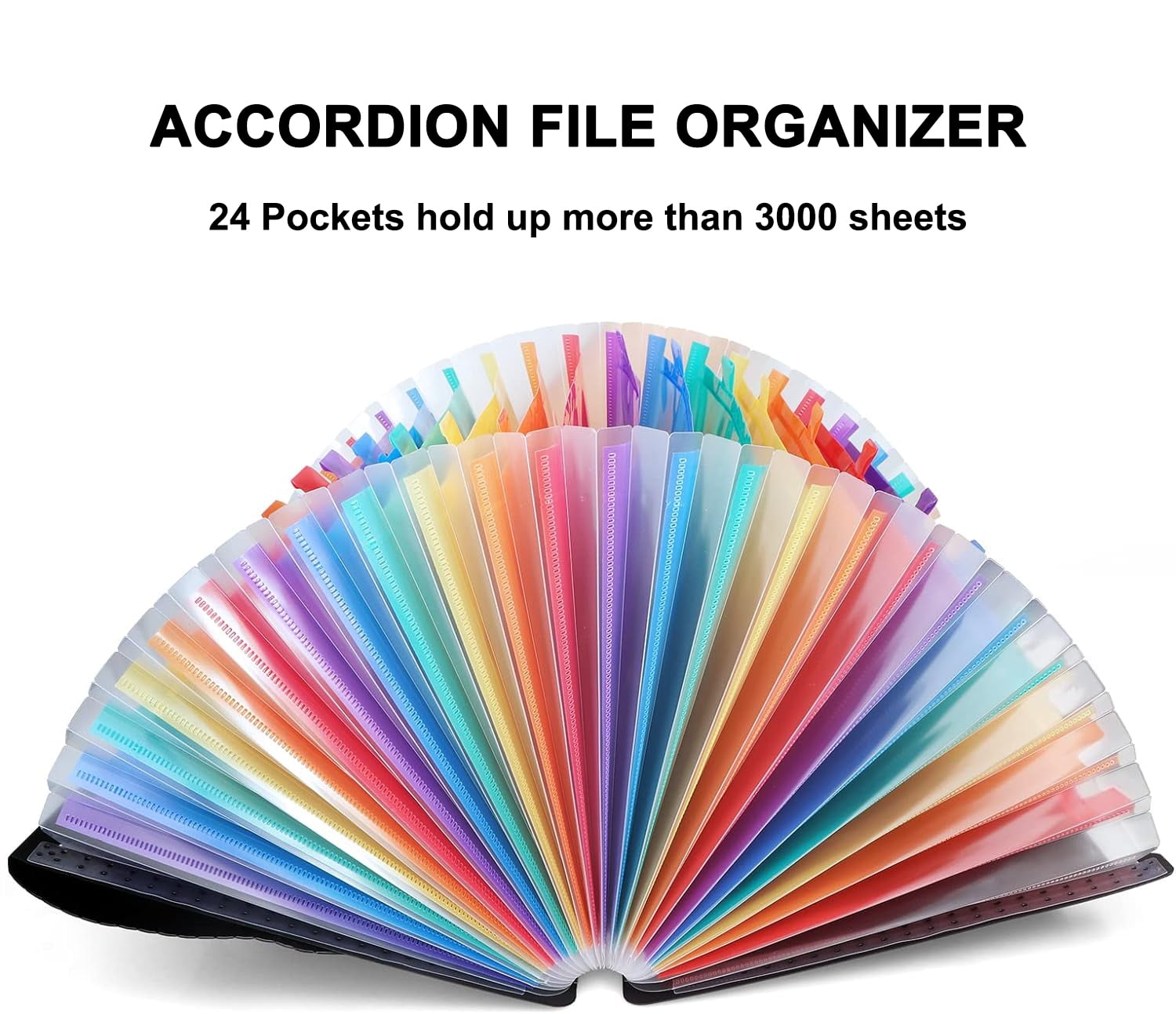 PHANCIR 24 Pocket Accordion File Organizer Thicker & Sturdy, Freestanding File Paper Folder with Labels for Classroom, Home, Office and Travel,2 Pack