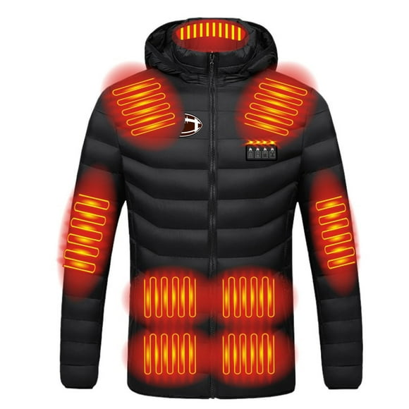Wolfast Unisex Heated Hoodie 19 Heating Zones Heated Coat Detachable Jacket with 3 Heating Levels Black S