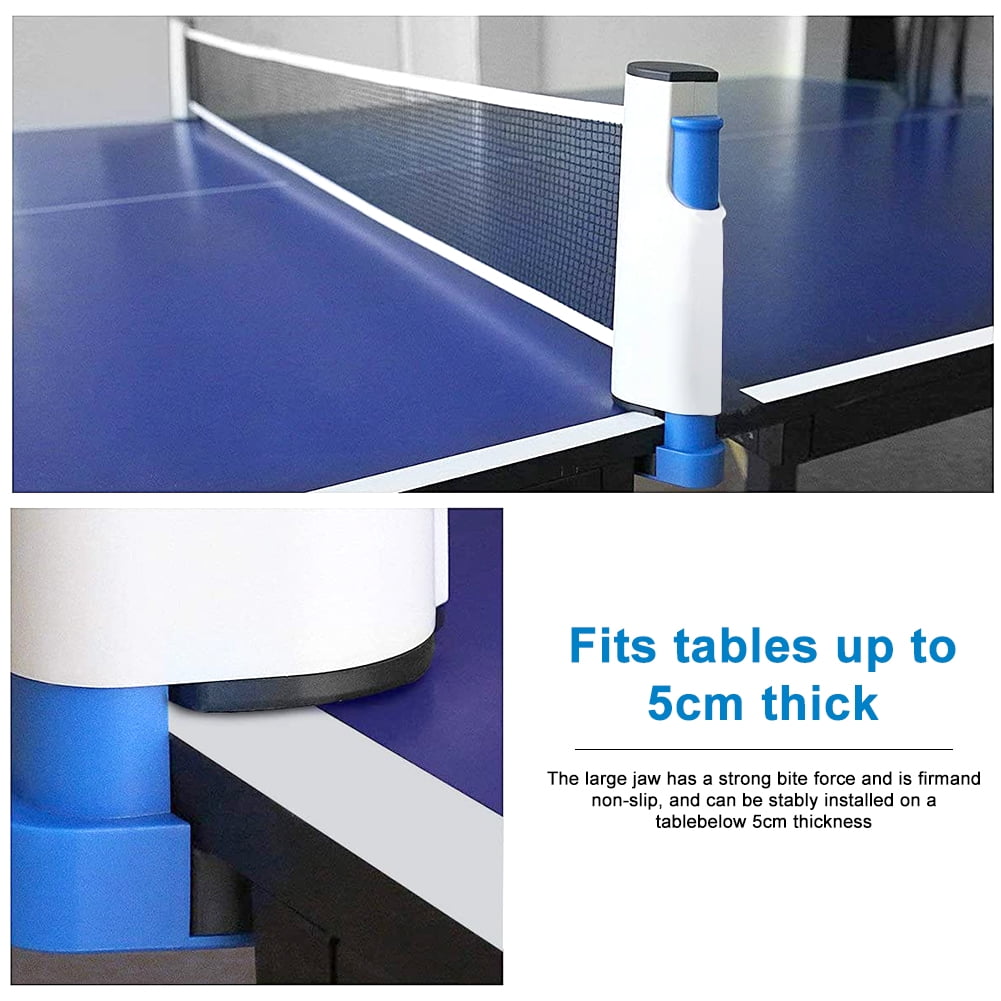 Up to 2 Retractable Ping Pong Net Table Tennis Net and Post, Grey Blue