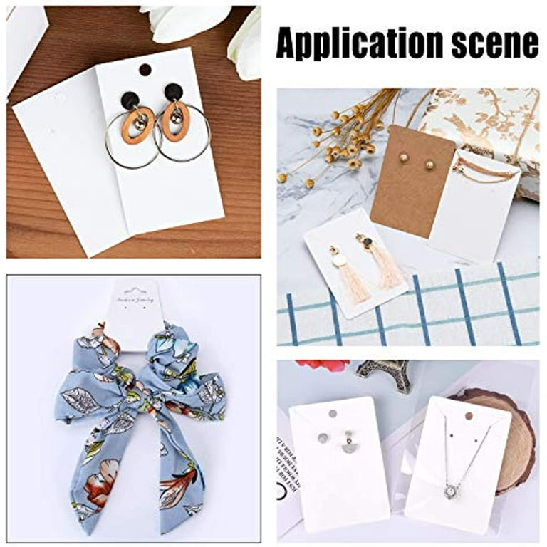 400 pcs Jewelry Display Kit 100 pcs Paper Necklace Display Cards 100  Earring Packaging Holder Cards 200 pcs Clear Plastic Earring Backs for  Earing Jewelry Findings White 