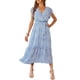 thumbnail image 1 of Vestido maxi de mujer PRETTYGARDEN azul claro con cinturón y escote en V, 1 of 8
