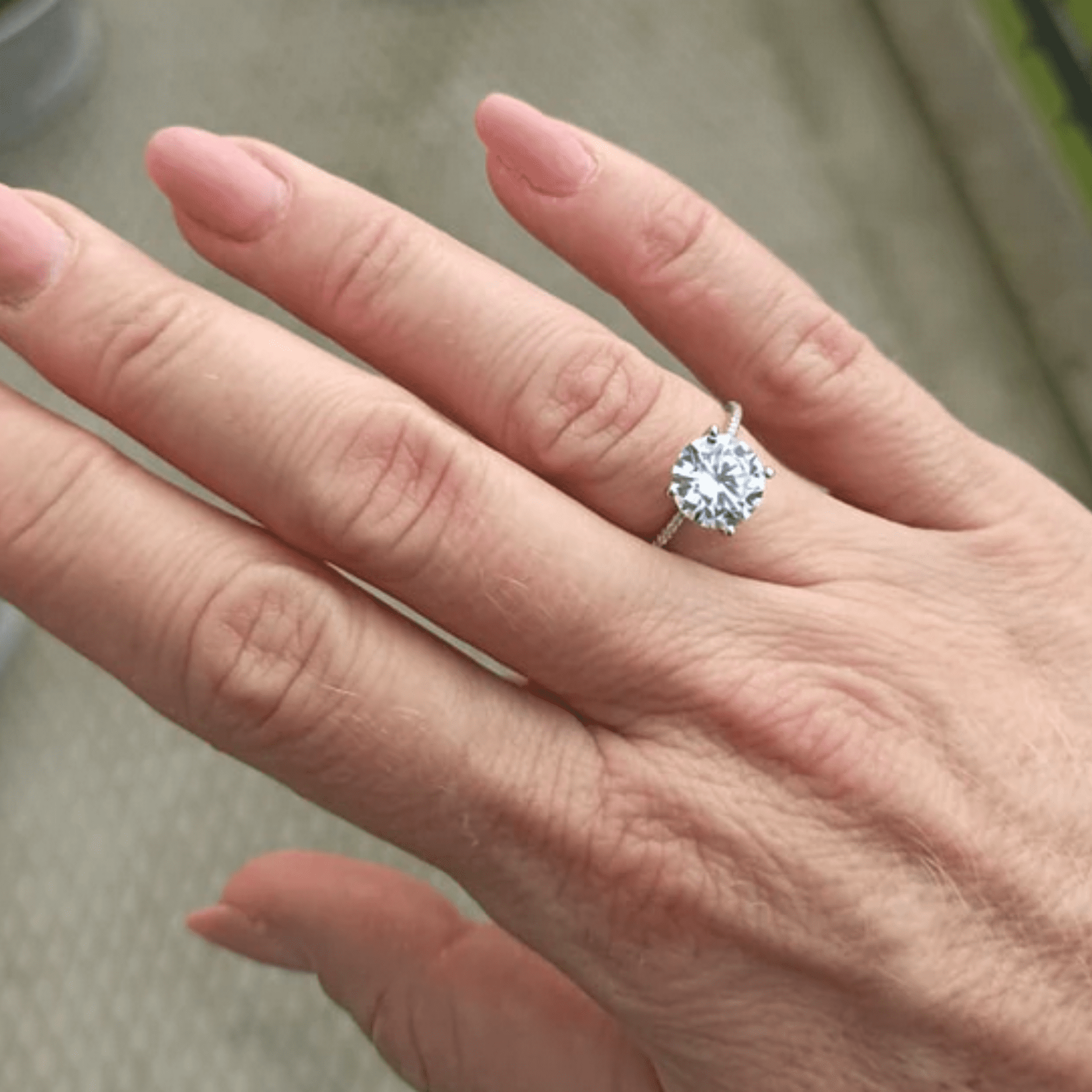 Stunning 14K Gold Plated Sterling Silver 3Ct Round Cut Solitaire Cubic Zirconia Diamond Pave Ring for Women Bridal Promise Engagement Wedding Anniversary