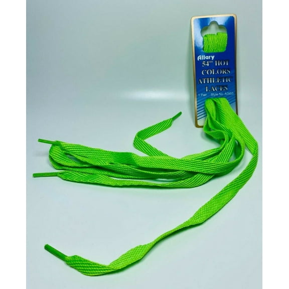 Allary Hot Colors Flat Athletic Laces, 54 in. 1Pair - GREEN