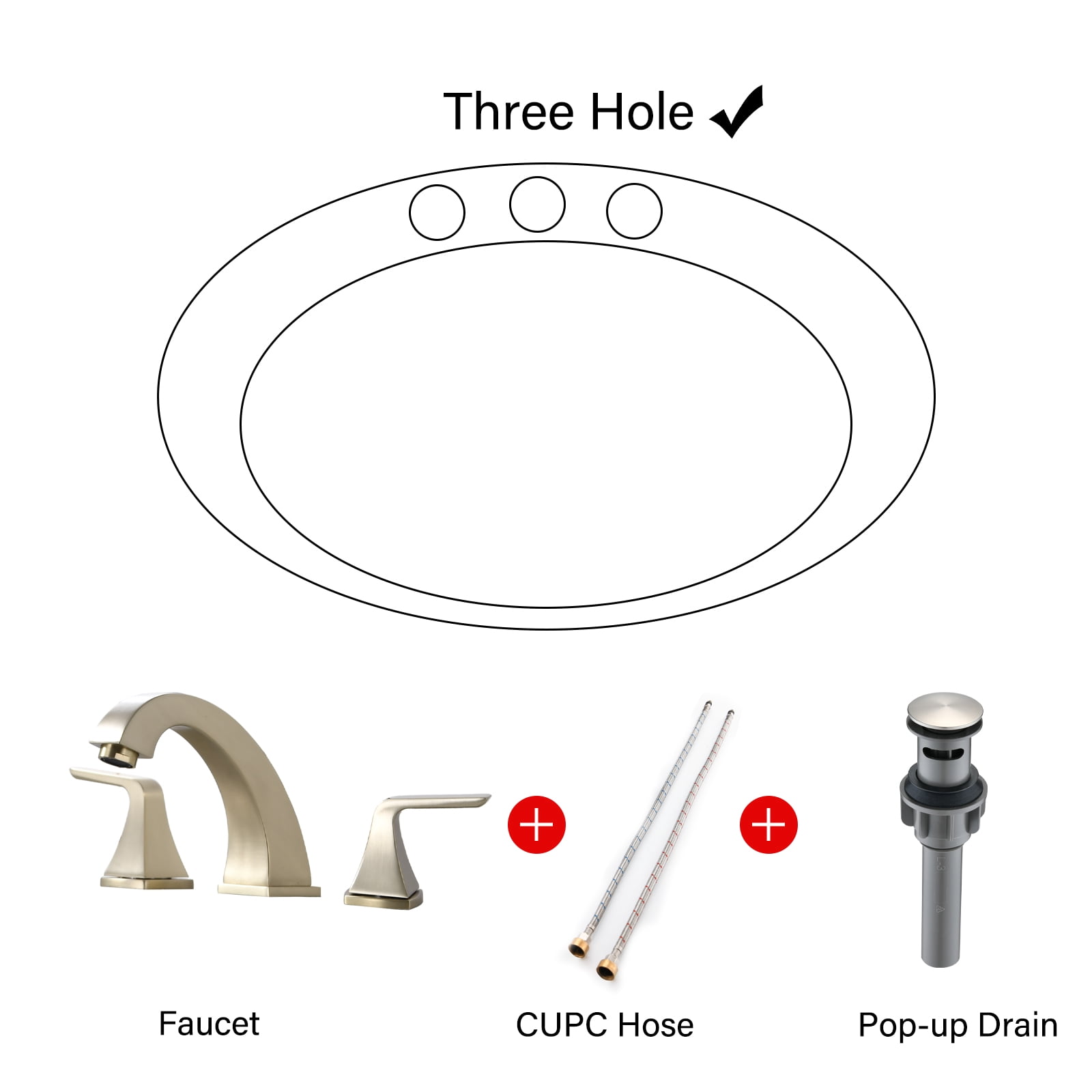 MAYEERTY 8" Widespread 2-Handle Bathroom Faucet with Pop Up Drain, Brushed Gold
